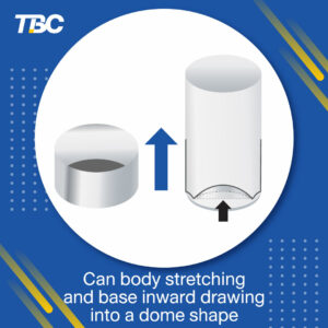 Can body stretching and base inward drawing into a dome shape